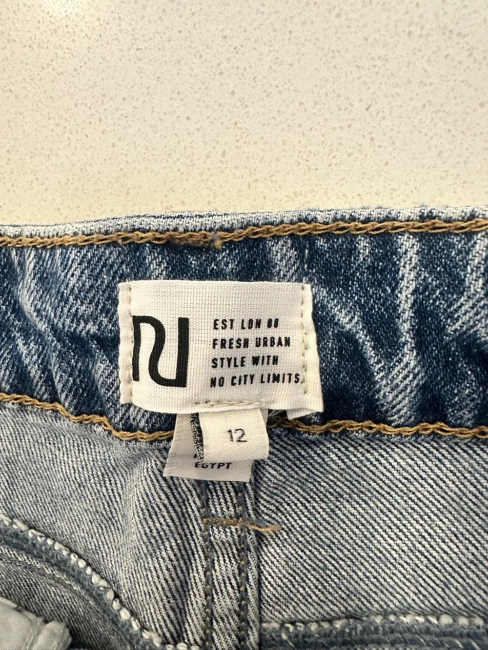 River Island Blue High-Rise Denim Jean Shorts - Picture 6 of 7